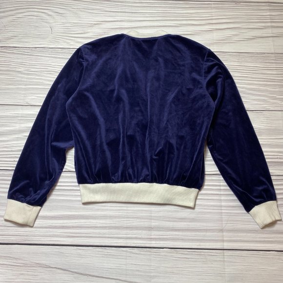 Brandy Melville Blue Velour Felix Bomber Jacket - Picture 11 of 14